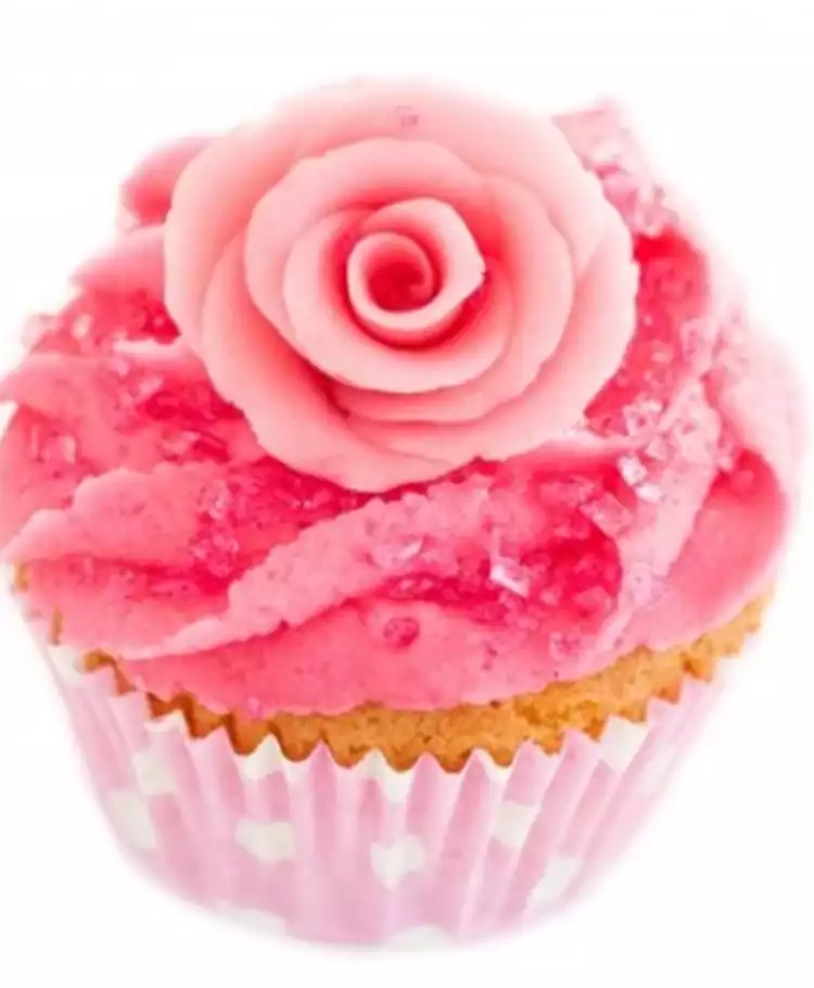 hurken dienen Herkenning Cupcakes met roze toef en roosje Recept | Dr. Oetker